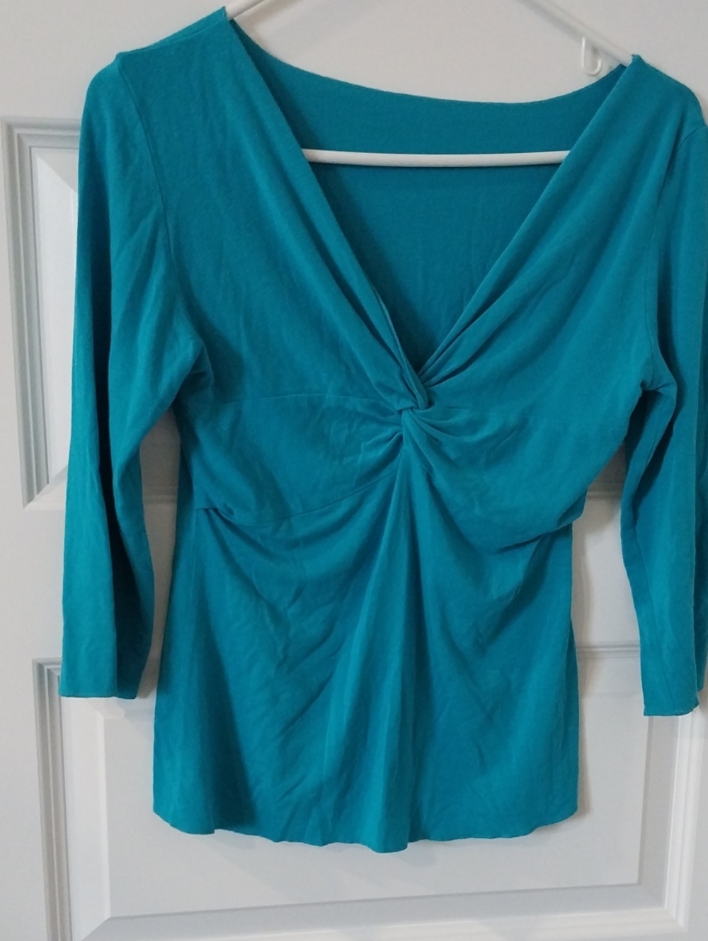 VENUS Teal Twist-Front Long Sleeve Top